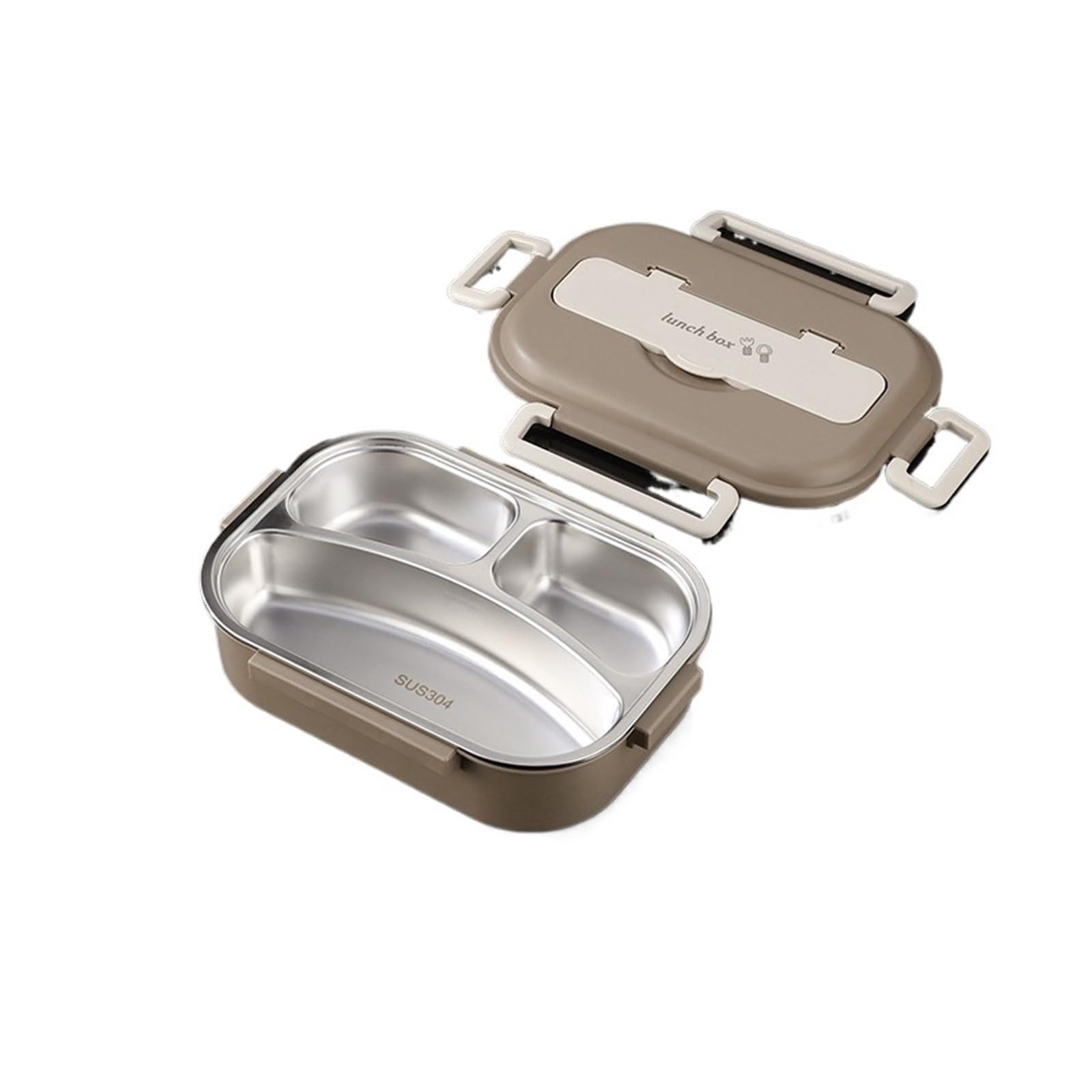 Fiambrera térmica de acero inoxidable 304, portátil, sellada, for trabajadores oficina, con bolsa, juego bento comercial(1000ml-Beige)
