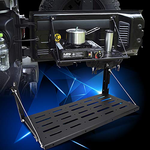 Jeep Tailgate Table, Aluminum Alloy Black Rear Foldable Shelf for Jeep Wrangler JK