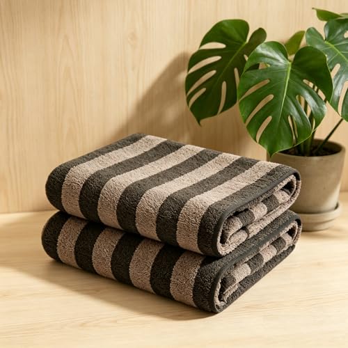 Oliven 2 Piece Brown Cabana Stripe Hand Towels for Bathroom 16"x31" Soft Breathable Hand Face Towels Highly Absorbent Towel Quick Dry Towels for Spa Gym Hotel Travel Camp