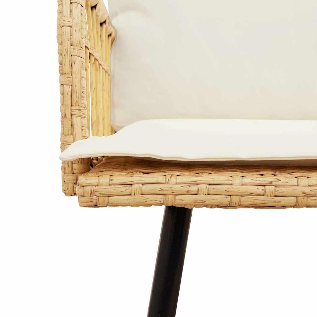 vidaXL Banco de jardín con cojín Naturaleza 114 x 64 x 90cm Acero, Banc de ratán Moderno Rectangular, Resistente, cómodo para jardín y terraza, Ideal para Tus Momentos al Aire Libre
