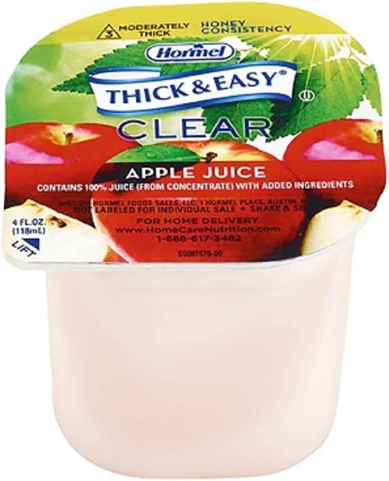 Thick & Easy Thickened Beverage 4 oz. Portion Cup Apple Juice Flavor Ready to Use Honey Consistency, 12687 - Case of 24