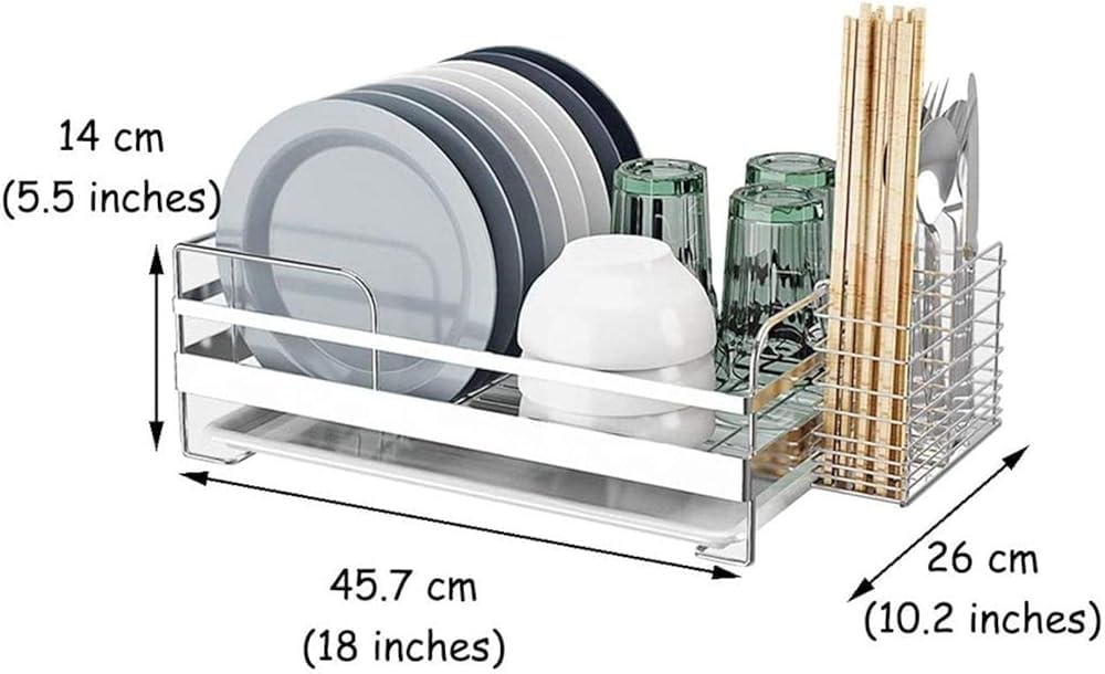 Égouttoir à Vaisselle à Un Seul Niveau avec Porte-Baguettes – Solution de Rangement et d'égouttage pour la Cuisine