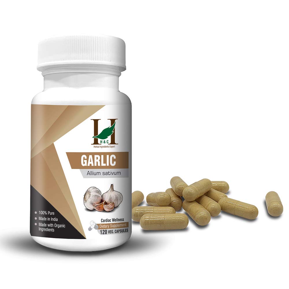 H&C Herbal Ingredients Expert Garlic/Lasuna Veg - 120 Capsules | 450mg | Dieatary Supplement