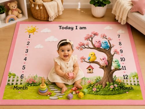Image of NEW COMERS Milestone Baby Blanket for All Season Play Mat, Super Soft Foam | 3 Layer Thick Mat Blankets for Kids /New Born Monthly Photoshoot