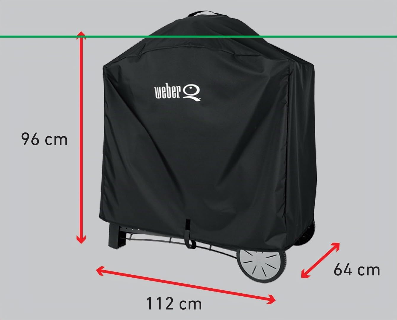 Weber Premium Grill Abdeckhaube für Q 300/3000 Serie, atmungsaktiv UV- & wasserbeständig, Schutz for Wind & Wetter, mit Klettverschluss zum Befestigen - Schwarz (7184)