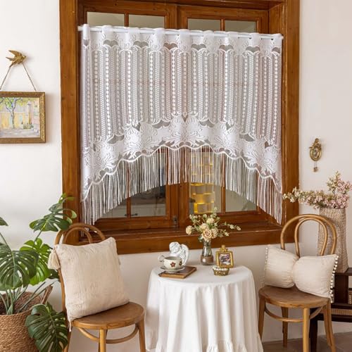 Cortina de flecos blancos para evitar reflejos del sol y proteger tu intimidad 4