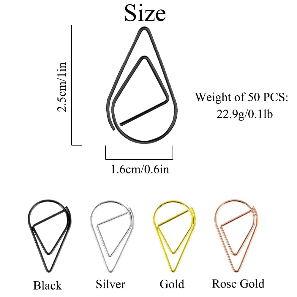 200 Graffette Di Carta A Goccia D'Acqua - Nero, Per Ufficio E Scuola | Segnalibri Decorativi, Metalliche - Foto 4