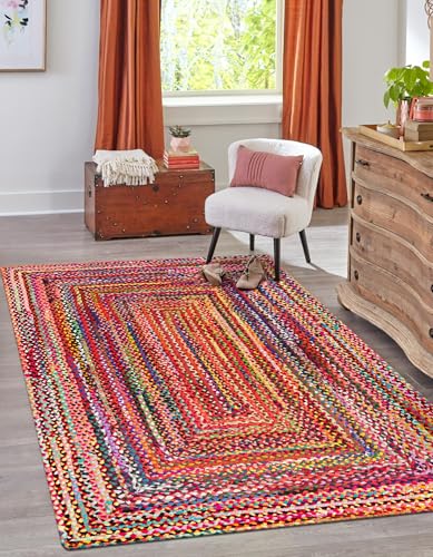 Alfombra de algodón trenzado hecho a mano indio rectangular multialgodón salón 120x360 2