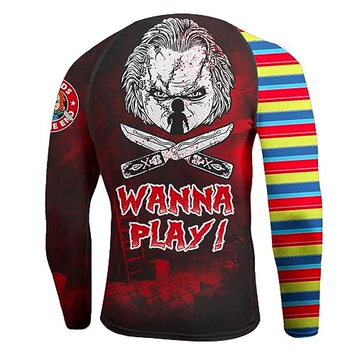 Men's Rash Guard Shirts Super Lightweight Fabric Rash Guard for Men BJJ Long Sleeve Halloween Horror Shirt3