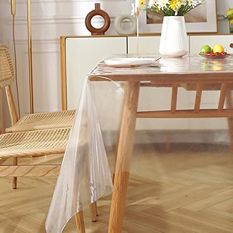 Tischfolie Transparent Tischdecke 0.22mm Glasklar Folie Outdoor Tischschutz Wasserdicht Abwaschbar Polyvinylchloride Folie Wunschmaß Fettdicht Tischschutzfolie Cover