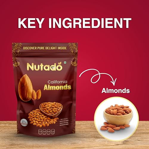 Image of Nutado Premium Dry Fruits Combo Pack | California Almonds 400g ( 200g x 2) | Fresh Crunchy Badam | Healthy Snacks | Daily Nutrition Offer Pack Raw Badam Giri | Nutritious & Delicious High in Fiber & Boost Immunity | Rich in Protein, Magnesium, Phosphorus and Dietary Fibre, Nuts & Dry Fruits Real Nuts | Gluten Free | | Zero Cholesterol