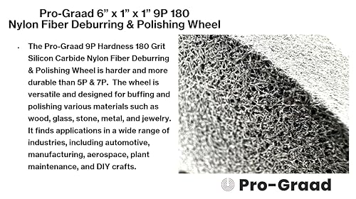 Image of Nylon Fiber Deburring Wheel 6 inch x 1 inch x 1 inch 9P Hardness 180 Grit Silicon Carbide Brushed Polishing Buffing Unitized Wheel for Bench Grinder, Buffing Machine, with Adapter for 1 /2 5 /8 3 /4 Arbor