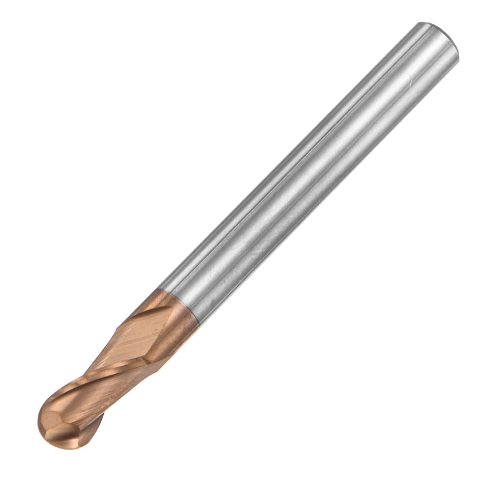 sourcing map Fraise à bout sphérique de 2,5 mm - Rayon de pointe en carbure solide avec revêtement AlTISIN CNC - 2 cannelures - HRC55 - Avec tige de 5 mm et longueur de 50 mm