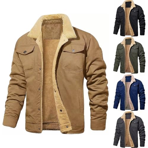 Manteau d'hiver homme marron veste cargo doublée polaire XL - 7