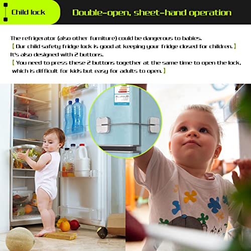 Child Safety Cabinet Lock 4 Pack, Maveek Baby Proof Refridgerator Button Lock Self Adhesive For Kids White, Safe Freezer Door Fridge Drawer Kitchen Oven Toilet Seat Keyless 8 Extra Stick Pads No Screw #TOP4