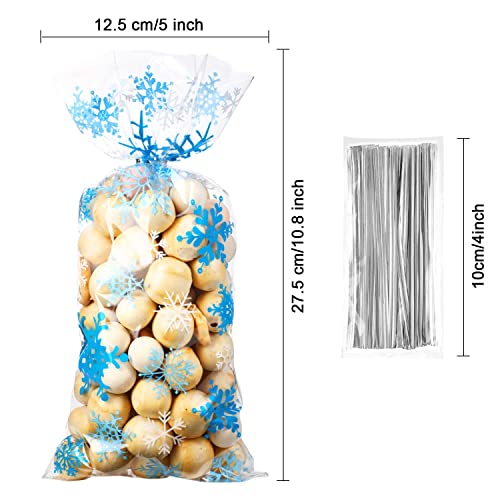 Blulu 100 Pcs Snowflake Cello Bags