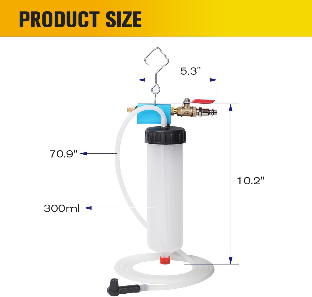 Auto Brake Fluid Extractor, Brake and Clutch Fluid Drained Bleeder Tool, Brake and Clutch Fluid Drained Bleeder Tool Equipment Kit for Car Motorcycle, Capacity 300ML+71 '' Hose