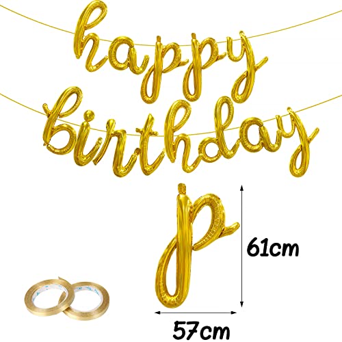 Foil Palloncini Happy Birthday Oro, Striscione di