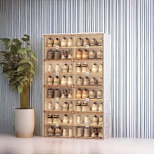 Miniatura 6 de ANTBOX Zapatero portátil organizador para entrada de armario, armario apilable para zapatos con puerta transparente magnética, contenedores de