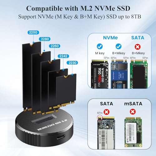 Cofre externo USB 3.1 para SSD M.2 NVMe compatible 2230-22110 miniatura 6