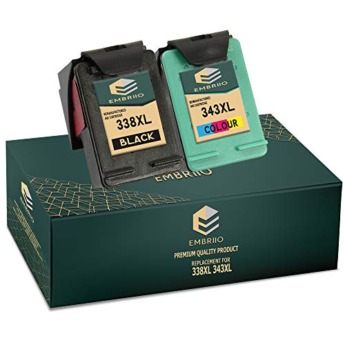 EMBRIIO 338 343 Cartuchos de Tinta Reemplazo para HP PSC 1610 2355 Photosmart 2575 2610 2710 8150 8450 8750 C3180 DeskJet 460 460c 5740 6540 6620 6840 9800