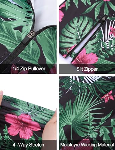 LURANEE Women's Short Sleeve Golf Shirt UPF 50+Zip Up Quick Dry Tennis Polo Workout Tops Slit Zipper at Hem4