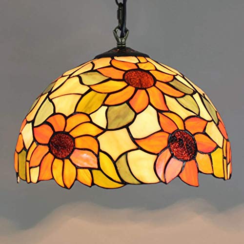 Lampe pendante en verre tiffany rétro e27 lustre de plafond - 3