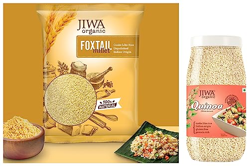 Image of JIWA healthy by nature Organic Quinoa, 1 Kg, (Certified Organic & Gluten Free) & Organic Foxtail Millet, 1 kg