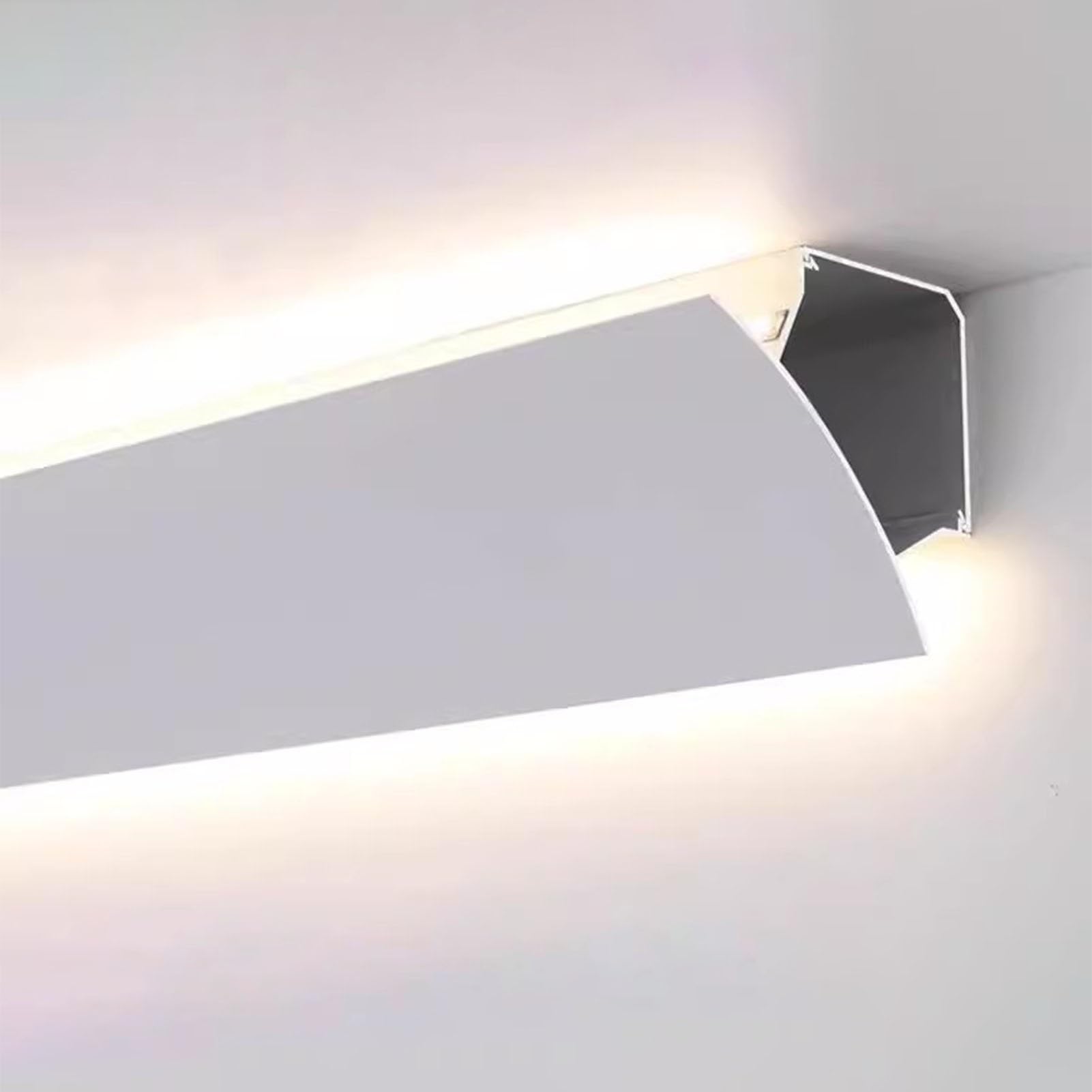 Oracra Crown Moulding 5 6.6 8 10 13 32 50 Ft Led Channel for Led Strip Lights, Double Diffuser Crown Moulding Trim, Ceiling/Wall Indirect Lighting Profile Decoration(3.0 m(10ft))