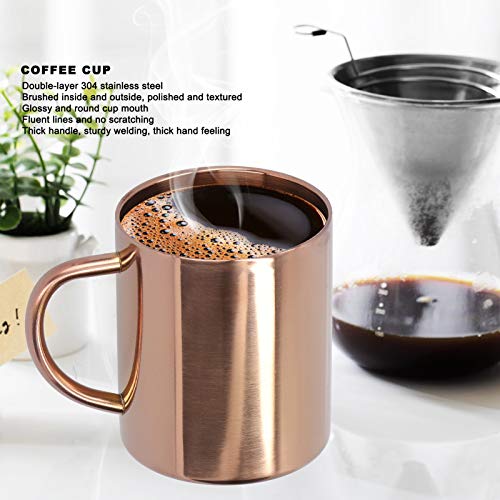 Copo de água com alça, talheres, copo de aço inoxidável, resistente à corrosão de camada dupla Escri