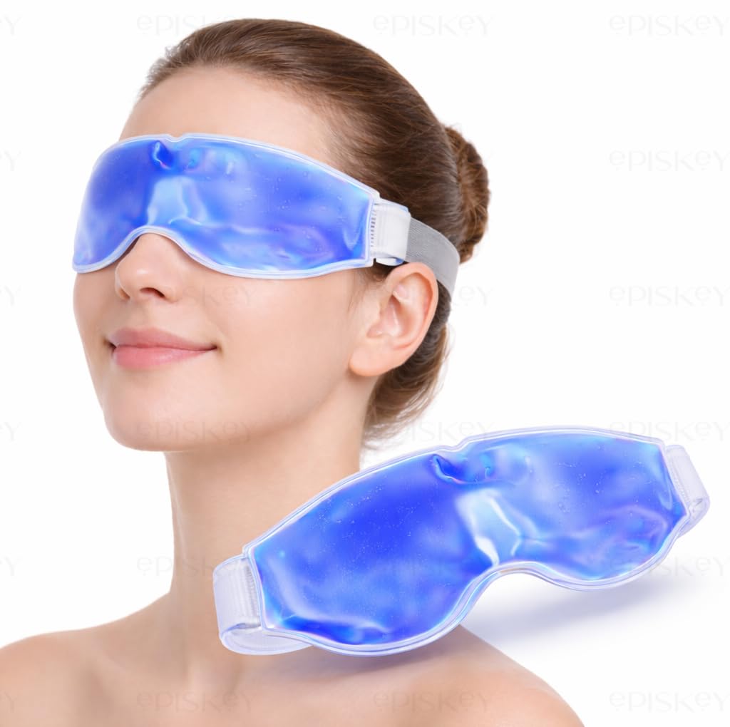 Episkey Cooling Gel Eye Mask with Ice Pad for Sleeping, Pain Relief & Dark Circles for Men & Women, Blue,Pack of 1