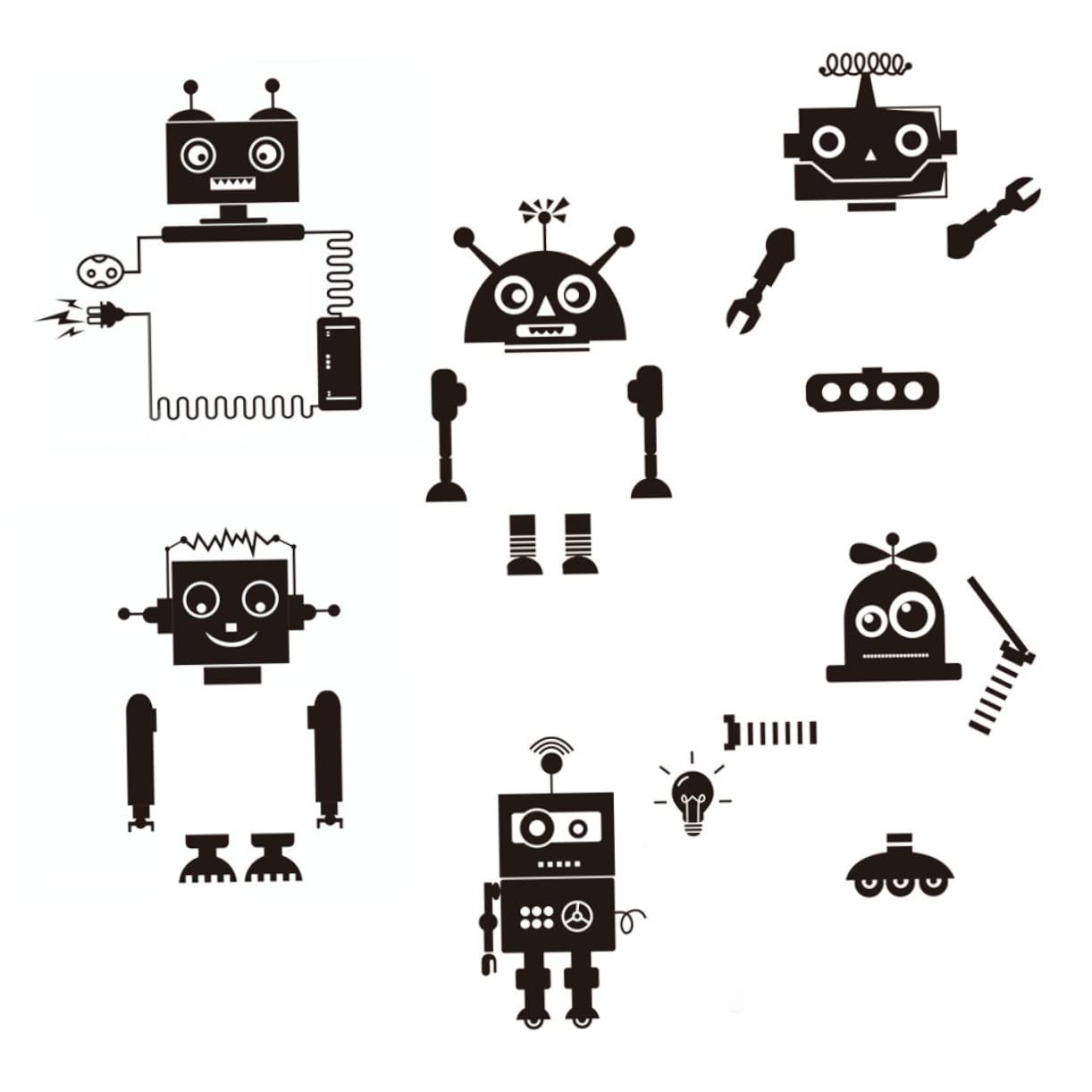 VICASKY 12pezzi Adesivi Interruttore Robot Creativi Per Decorazioni Murali Stickers Rimovibili Per Camerette e Salotti Design Unico