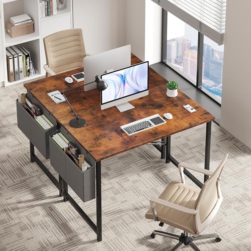 Image of OLIXIS Small Computer Desk, 40 Inch Gaming Desks for Home Office | Writing Study Craft Work Table, Computer Workstation for Bedroom Small Spaces with Storage Bag, Rustic Brown