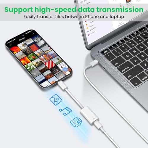 Image of ZORBES Type C to Lighting Adapter for iPhone 15, Type C Male to Lighting Female Cable Adapter, PD 27W Fast Charger Support, for Phone, Pad, Laptop Connectivity