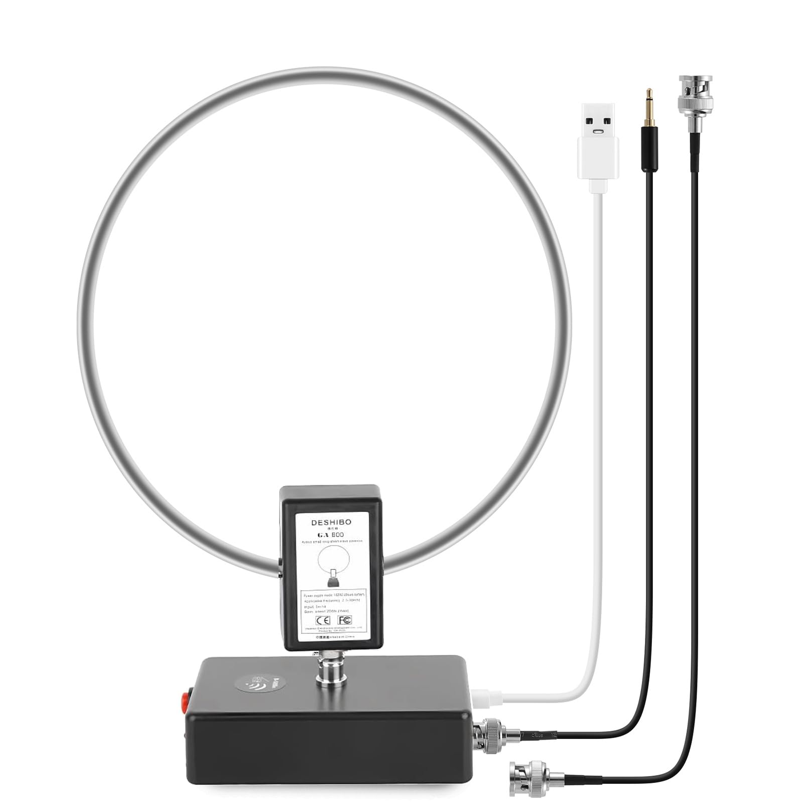 GOOZEEZOO GA800 Active Shortwave Radio Loop Antennawith BNC Cable 10KHz-159MHz Portable HF Receiving Antenna for Ham Radio