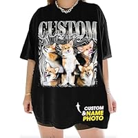 NAZENTI Custom Your Own Bootleg Shirts, Create Your Own 90s-Inspired Rap Tee, Custom Pet Shirt with Photo, Vintage Graphic Design, Unique Gift for Birthdays, Dog Tee, Retro-Style Apparel A02