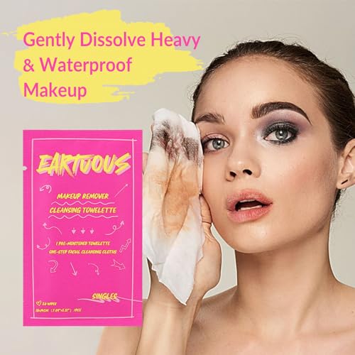 ECOPPEAL Biodegradable Bamboo Makeup Remover Wipes – Gentle, Alcohol-Free & Fragrance-Free Formula with Plant Extracts, Individually Wrapped for Sensitive Skin (Pack of 40)