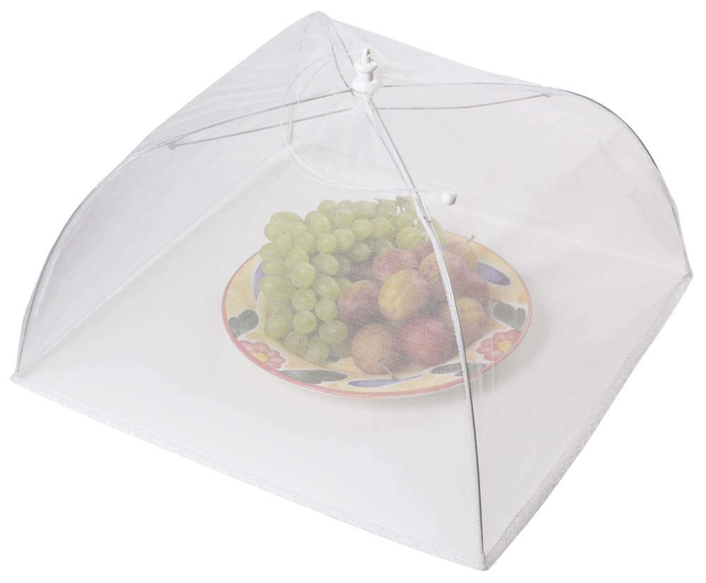 KitchenCraft Umbrella Food Cover, Fine Mesh Food Protector, White Collapsible Mesh Screen Tent for BBQs, Picnics, Buffets, Kitchens and Outdoors, 40cm