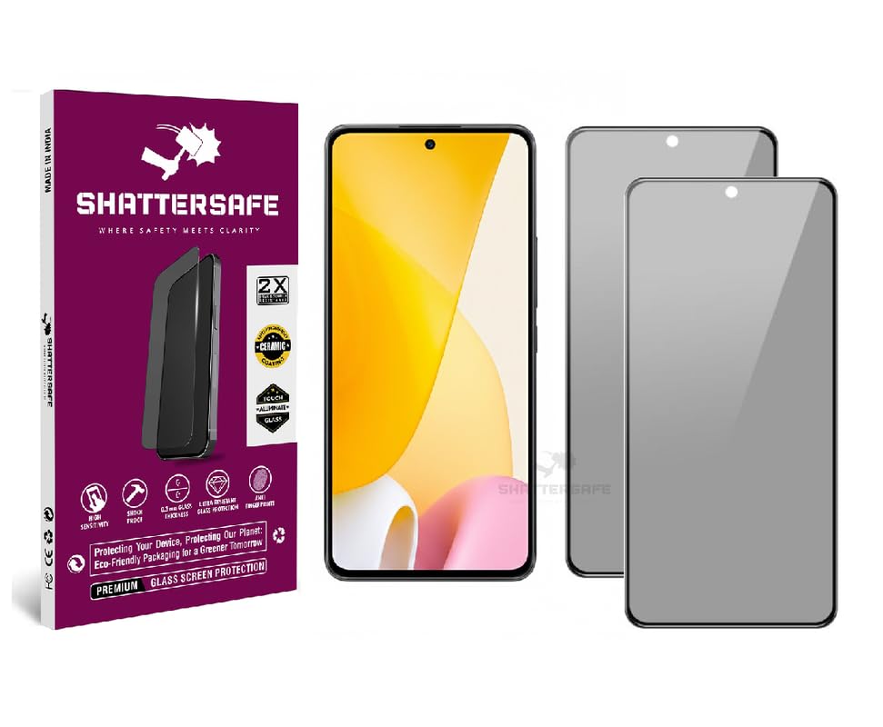 Image of Anti-Spy Privacy Tempered Glass Compatible For Mi 12 Lite [Pack of 2]. 9H Hardness, Anti-Scratch, Edge-to-Edge Protection With Easy Installation Kit & Case Friendly Fit.