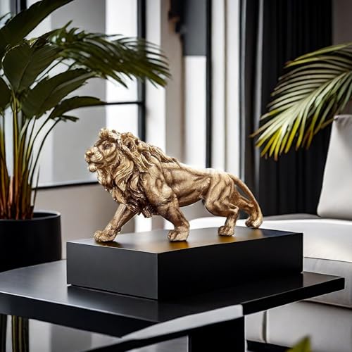Estatua de León de Resina 14 Pulgadas Dorada miniatura 6