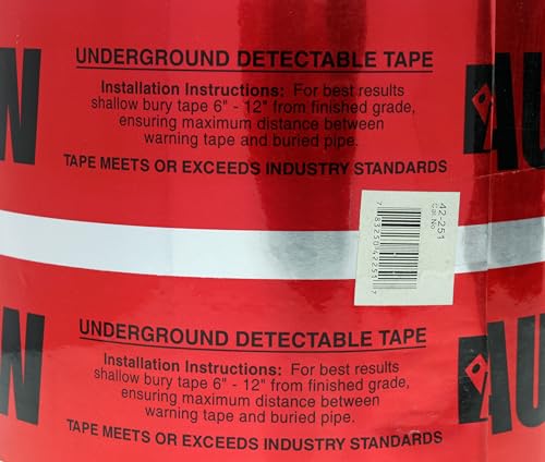 Image of Ideal 42-251 Detectable Underground Caution Buried Electric Line Below Tape, 6 inch x 1000', Red