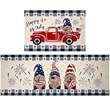 CocoBelin America Flag Gnomes Kitchen Rugs Happy 4th of July Patriotic Independence Day Entrance Doo