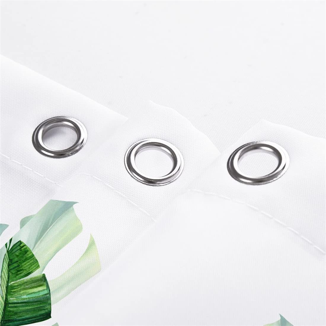 TURIM Green Leaf Shower Curtain 240 x 200 cm Water-Repellent Anti-Mould Fabric Bathroom Curtain Motif E 180 x 200 cm - Image 3