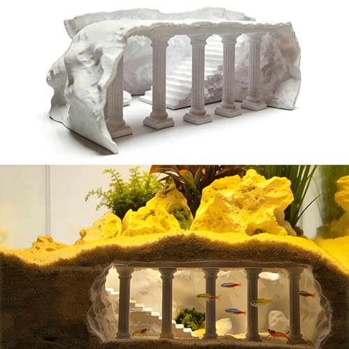 AEMCHDM Cachette Aquarium Effet Bois – Tunnel Aquarium Souterrain 3D pour Wels & Crevettes, Grotte Multi-Chambres pour Poissons, Décoration Aquarium...