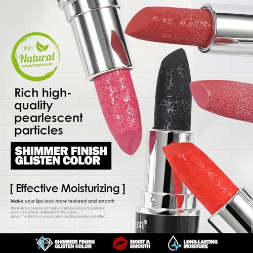 Anglicolor Glitter Metallic Pink Lipstick,High Impact Lipcolor,Lightweight Hydrating Formula Smooth and Non-Sticky,Peach Lipstick For Women,Full-Coverage Lip Makeup (02 PINK GEMSTONE - Image 3
