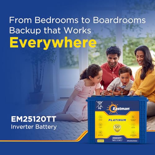 Image of Eastman EM25120TT 250Ah Tall Tubular Inverter Battery | Ultra High Capacity | Rugged Build | 120-Month Warranty | Supports 700VA-2000VA Inverters