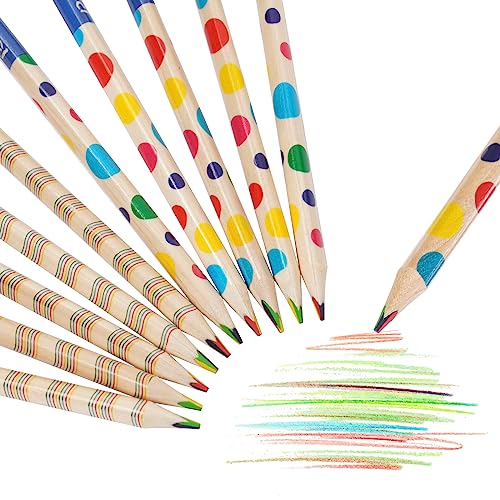 AUAUY 10 Stück Regenbogen Buntstifte, Zeichnung Bleistift 4 in 1 Regenbogenfarben Buntstift Zauberstift Farbstift, Regenbogen Buntstift für Erwachsene Oder Kinder Kunst Zeichnung, Färbung, Skizzieren