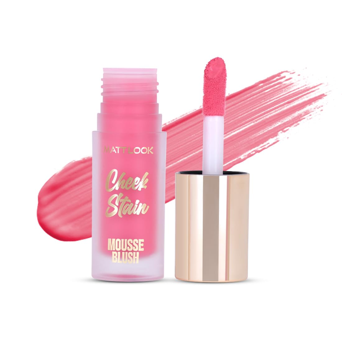 MATT LOOK Cheek Stain Mousse Blusher Infused with Hyaluronic Acid & Vitamin E Long Lasting, Buildable & Blendable for All Skin Types - Go Pink