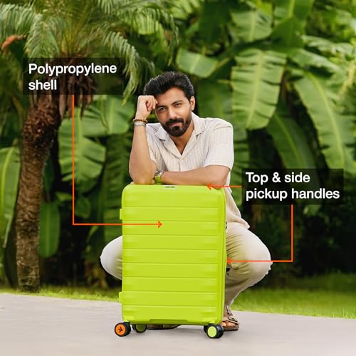 Image of Nasher Miles Vienna Hard-Sided Polypropylene Luggage Set of 2 | 55cm & 65cm | 8 Wheels Small & Medium Trolley Bag for Travel | Suitcase (Neon Lime)