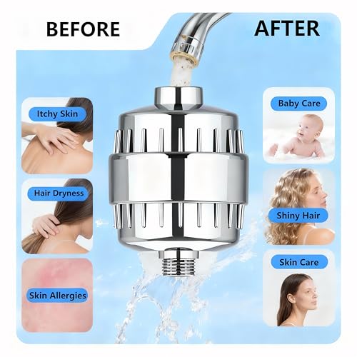 Image of Showerhead Filters with 2 Pack Cartridges, Hard Water Softener, 99% Remove Chlorine, Heavy Metals and Harmful Impurities, High Output Filters for Improving Skin & Hair, Chrome Finish